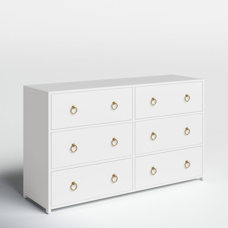 Elin Glam White Double Dresser with Dovetail Drawers