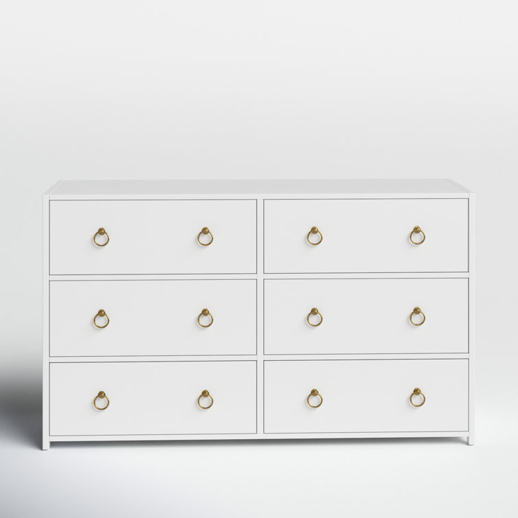 Elin Glam White Double Dresser with Dovetail Drawers