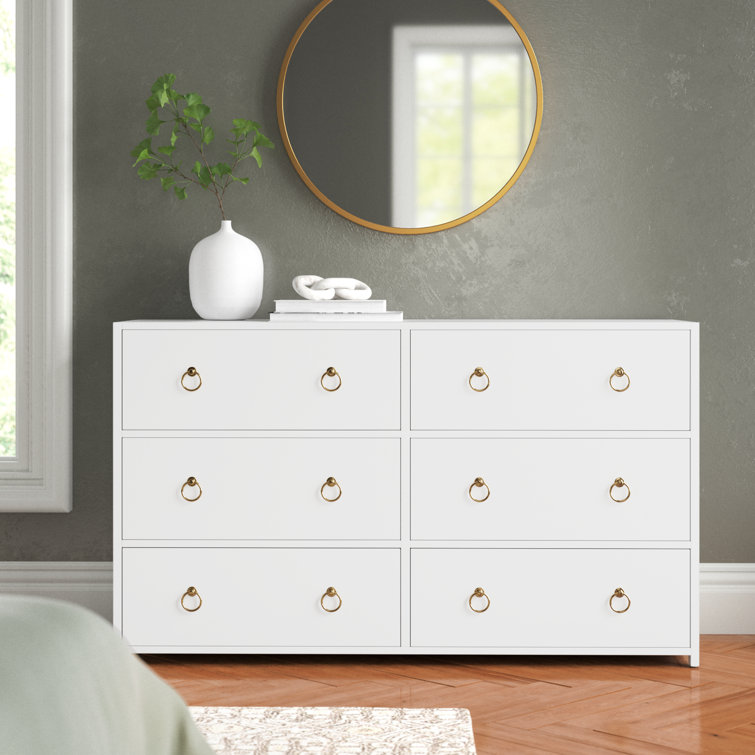 Elin Glam White Double Dresser with Dovetail Drawers