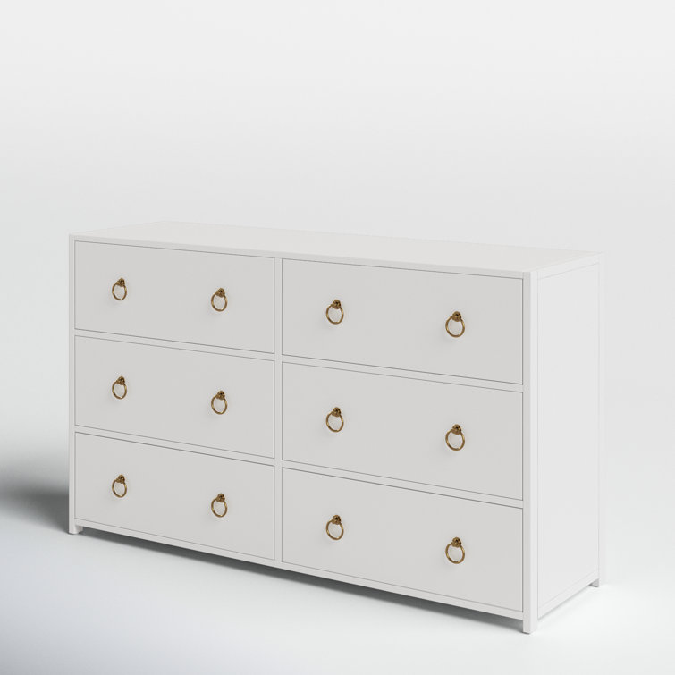 Elin Glam White Double Dresser with Dovetail Drawers