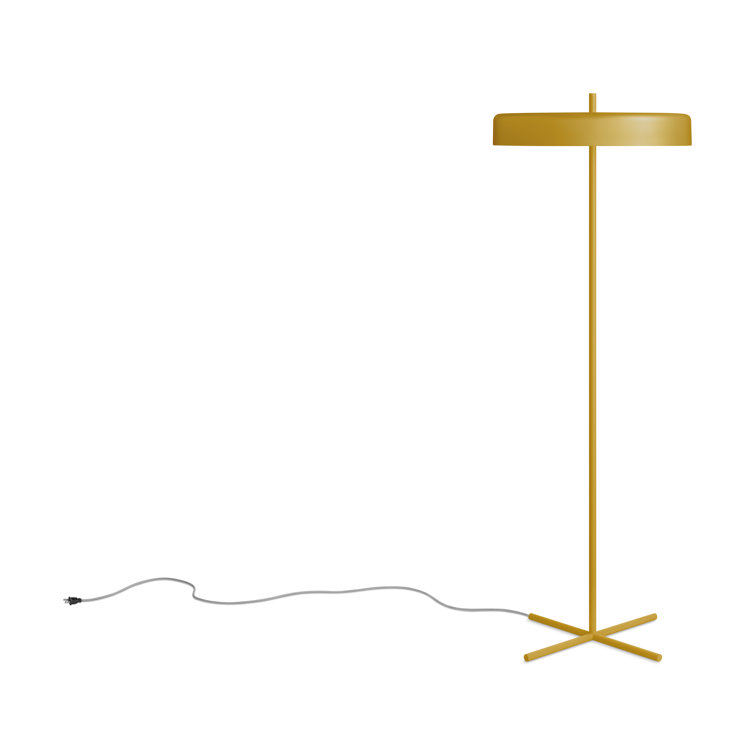Mustard Powder-Coated Metal Floor Lamp with Minimalist Design