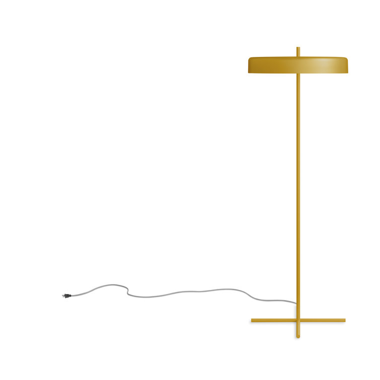 Mustard Powder-Coated Metal Floor Lamp with Minimalist Design