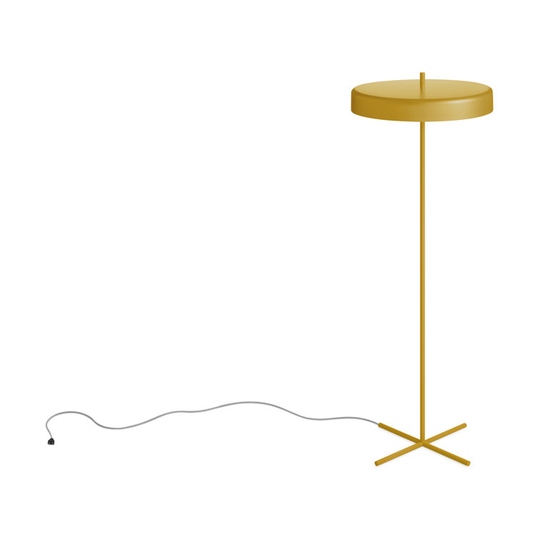 Mustard Powder-Coated Metal Floor Lamp with Minimalist Design