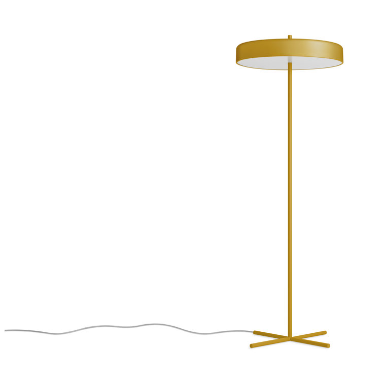 Mustard Powder-Coated Metal Floor Lamp with Minimalist Design