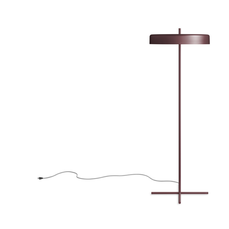 Oxblood Powder-Coated Steel Modern Floor Lamp
