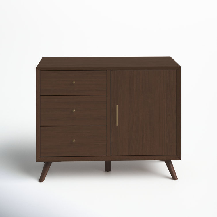 Flynn Walnut Mid-Century Modern Accent Cabinet with Bronze Hardware