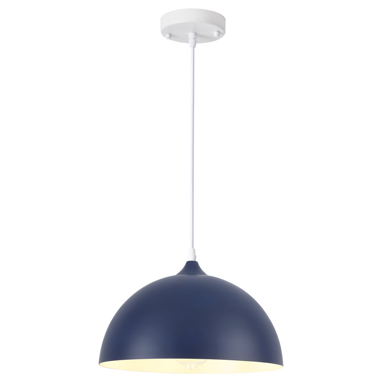 Blue Metal Dome Adjustable Pendant Light