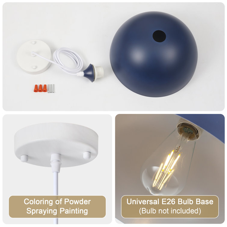 Blue Metal Dome Adjustable Pendant Light