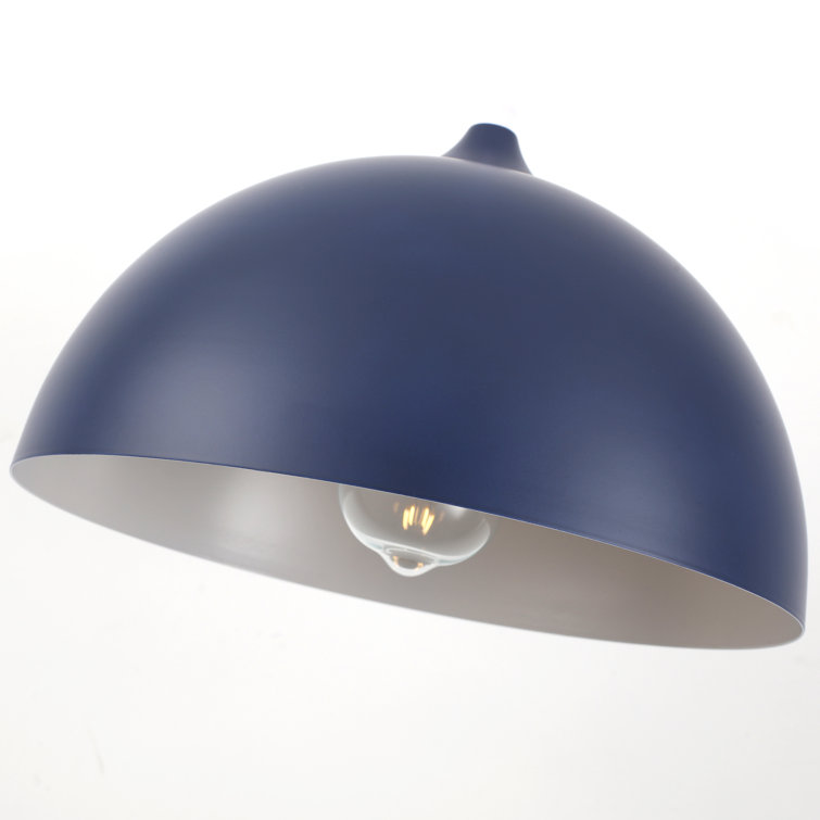 Blue Metal Dome Adjustable Pendant Light