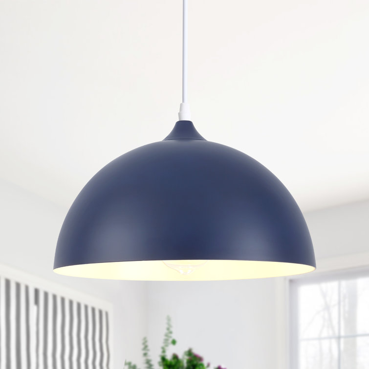 Blue Metal Dome Adjustable Pendant Light