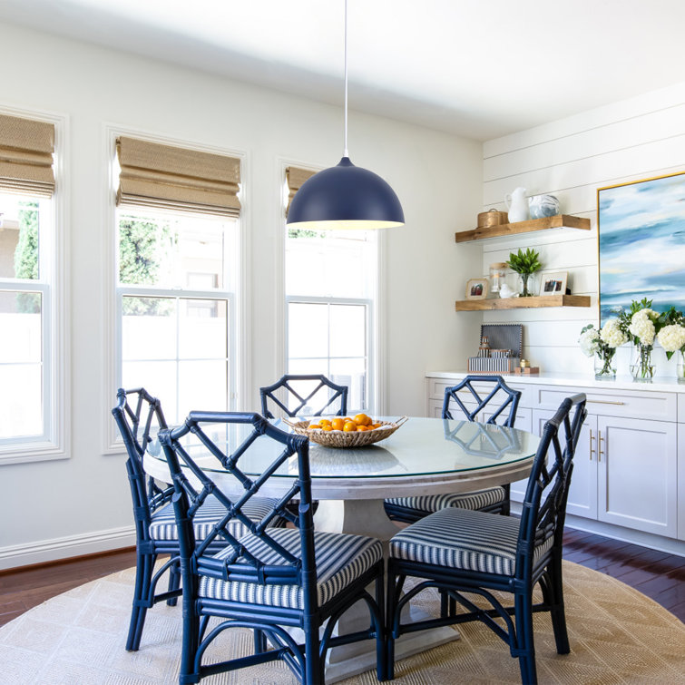 Blue Metal Dome Adjustable Pendant Light