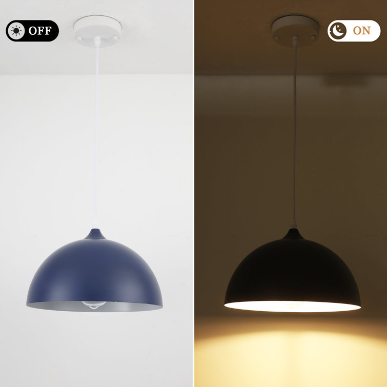 Blue Metal Dome Adjustable Pendant Light