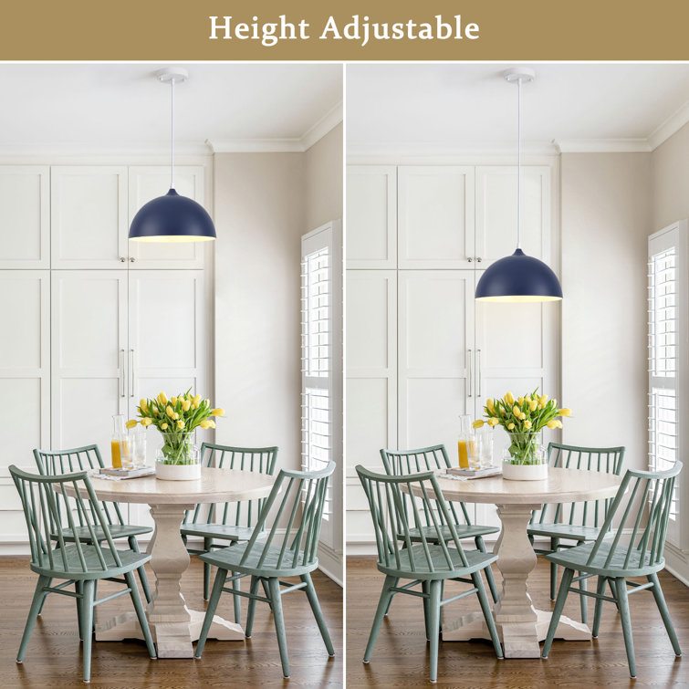 Blue Metal Dome Adjustable Pendant Light