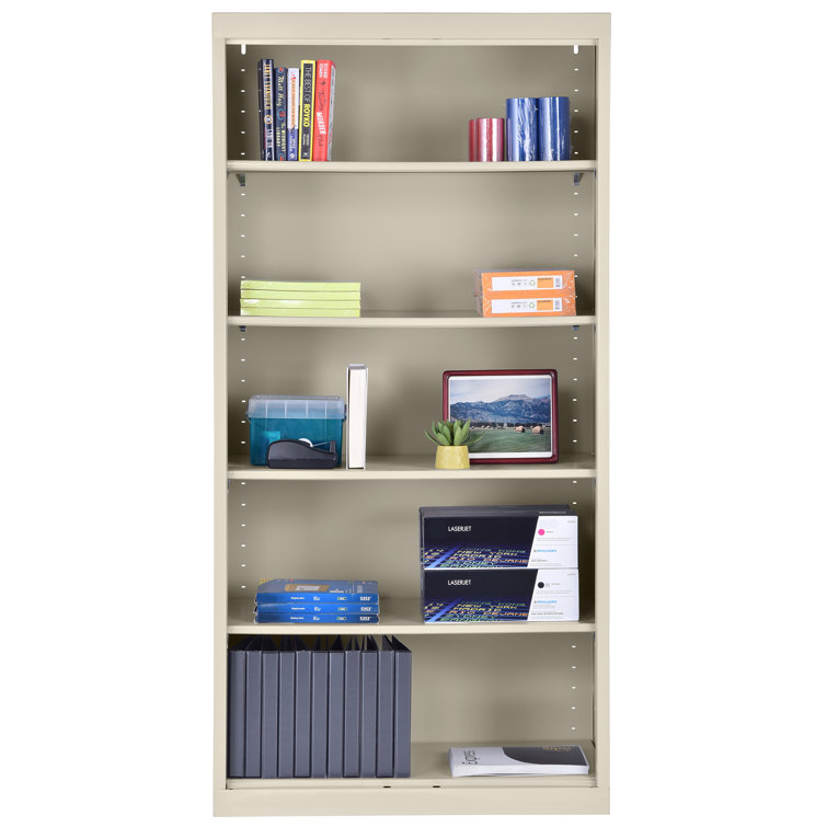 Putty Adjustable Steel 72" Bookcase with Reversible Shelves