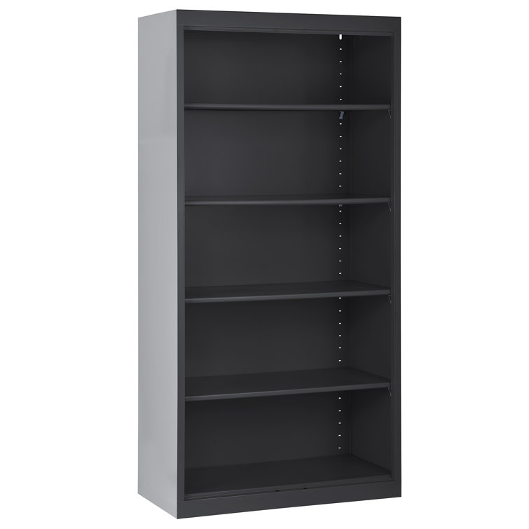 Black Adjustable Steel 72" Bookcase with Shelves