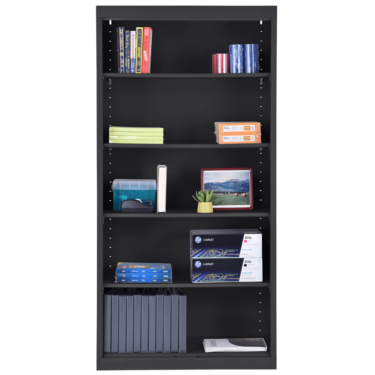 Black Adjustable Steel 72" Bookcase with Shelves