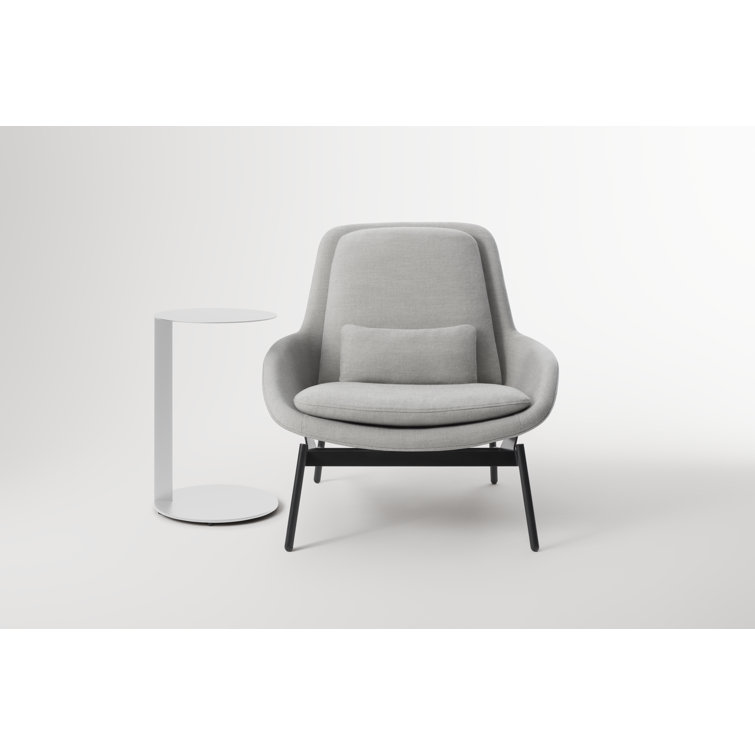 Cantilevered Round Wood & Metal Note Side Table