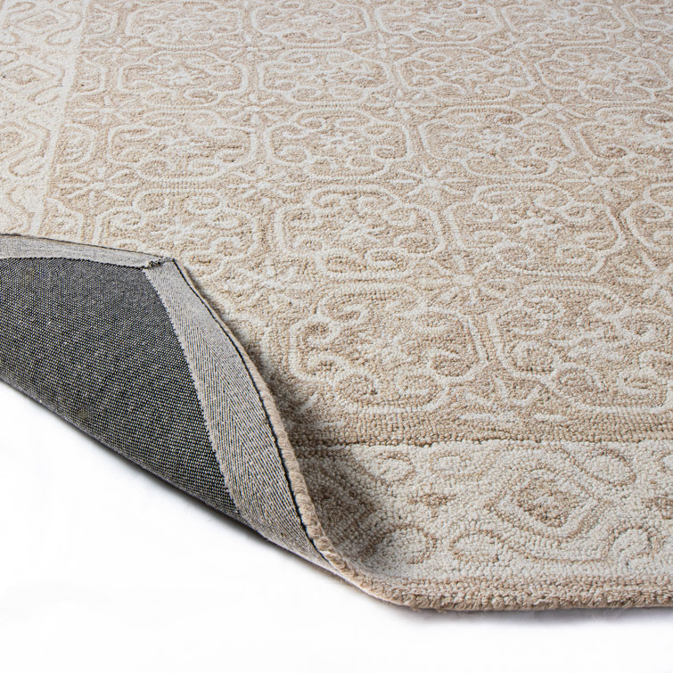 Handmade Beige Wool Rectangular 5' x 7' Tufted Area Rug