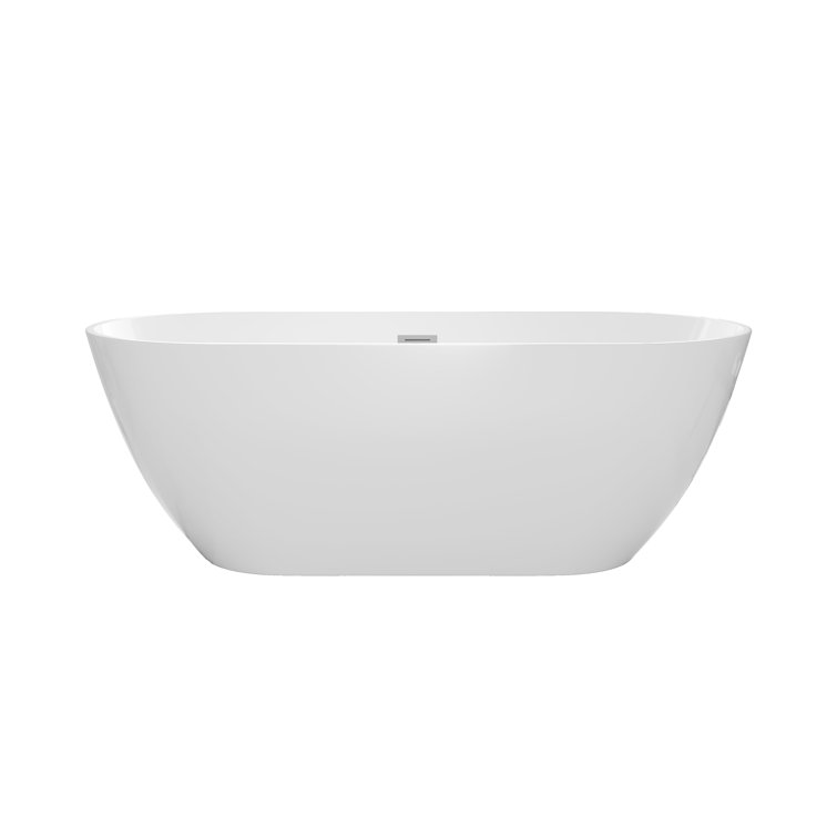 55'' Glossy White Acrylic Freestanding Oval Bathtub
