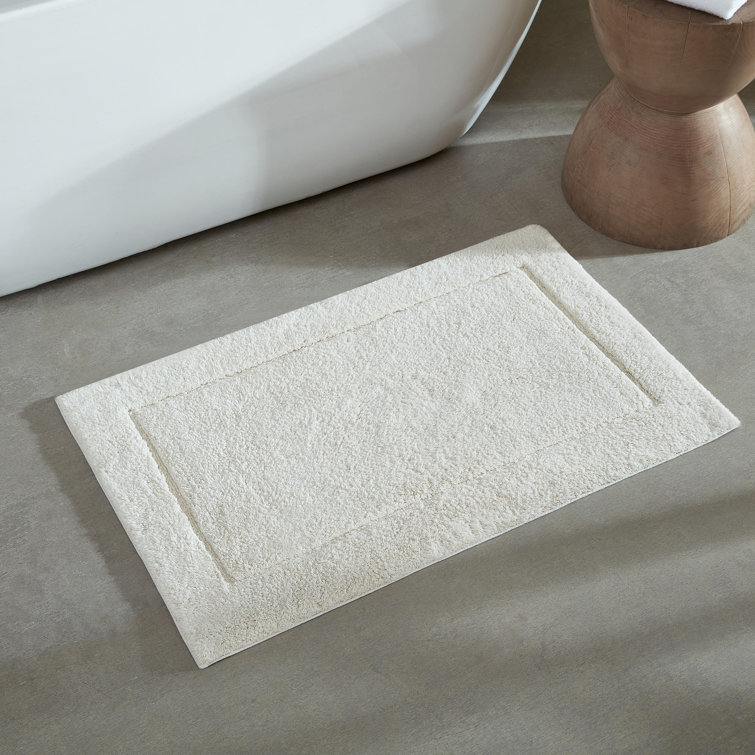 Beige Cotton 2-Piece Machine-Washable Bathroom Rug Set