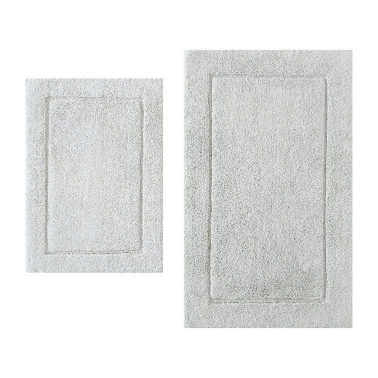 Gray Cotton 2-Piece Machine-Washable Bathroom Rug Set