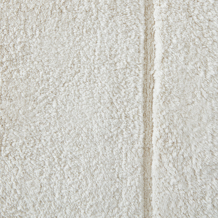 Beige Cotton 2-Piece Machine-Washable Bathroom Rug Set