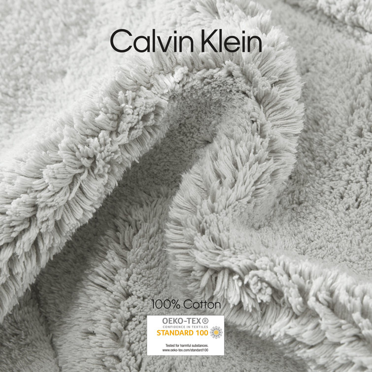 Gray Cotton 2-Piece Machine-Washable Bathroom Rug Set