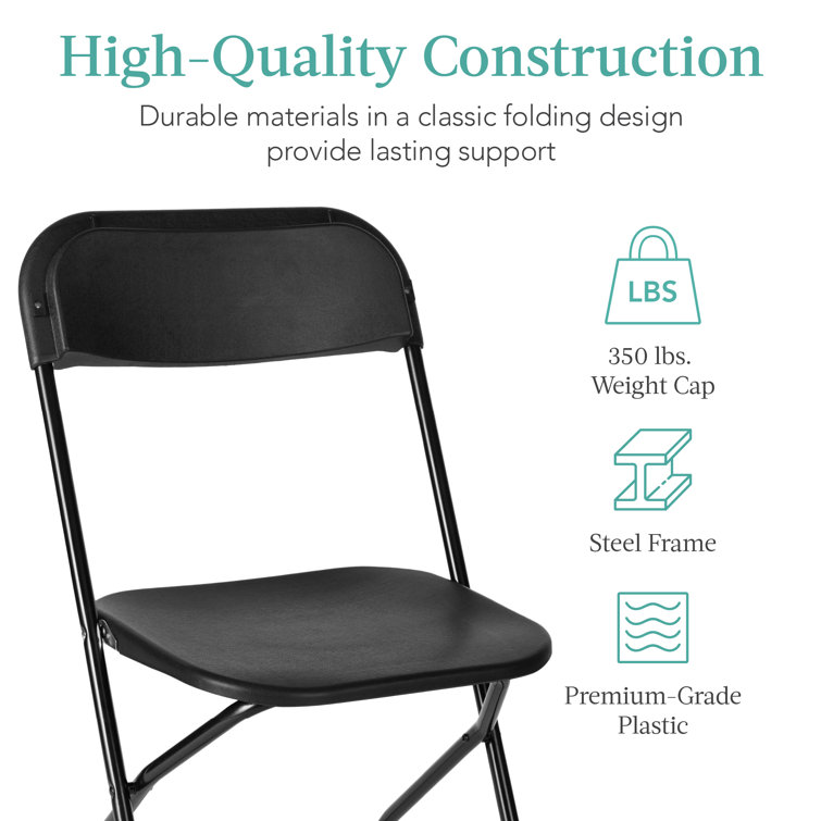 Black Steel Frame Folding Chairs Set of 10