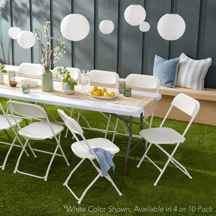 Black Steel Frame Folding Chairs Set of 10