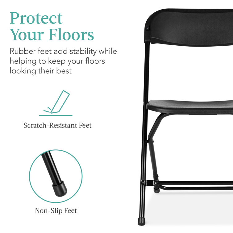 Black Steel Frame Folding Chairs Set of 10