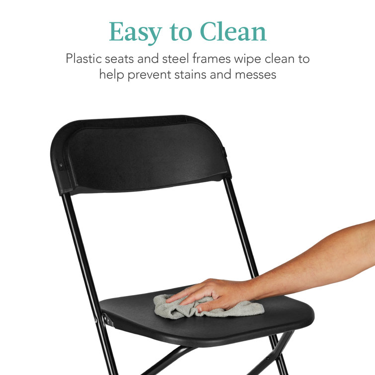 Black Steel Frame Folding Chairs Set of 10