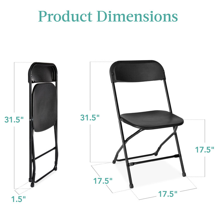 Black Steel Frame Folding Chairs Set of 10