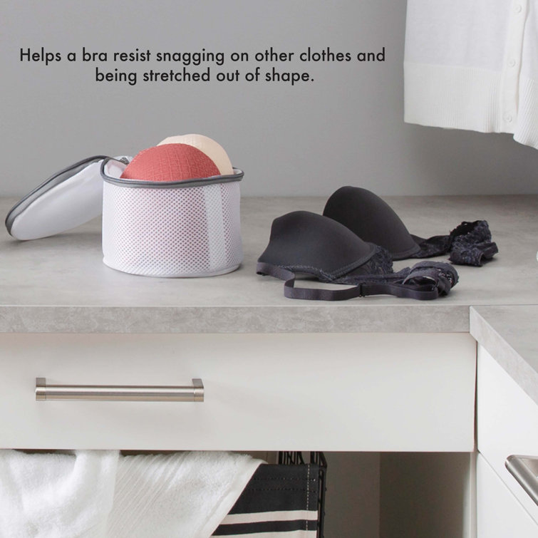 White Polyester Mesh Bra Wash Bags with Zip Closure, Set of 2