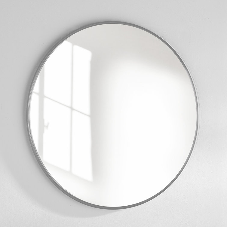Silver Round Metal Frame Wall Mirror 32"