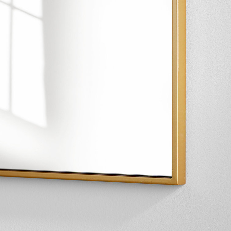 Elegant Brass Framed Full Length Rectangular Bathroom Mirror