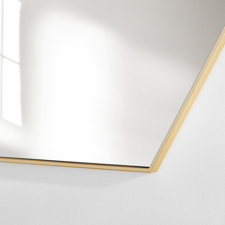 Contemporary Gold Hexagonal Wall Mirror with Metal Frame