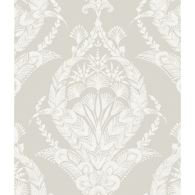 Light Grey Non-Pasted Washable Damask Wallpaper Roll
