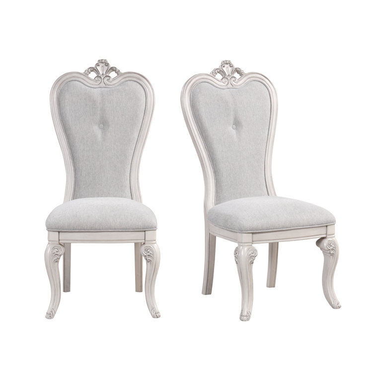 Mist Gray Velvet Upholstered Tufted Side Chair Set