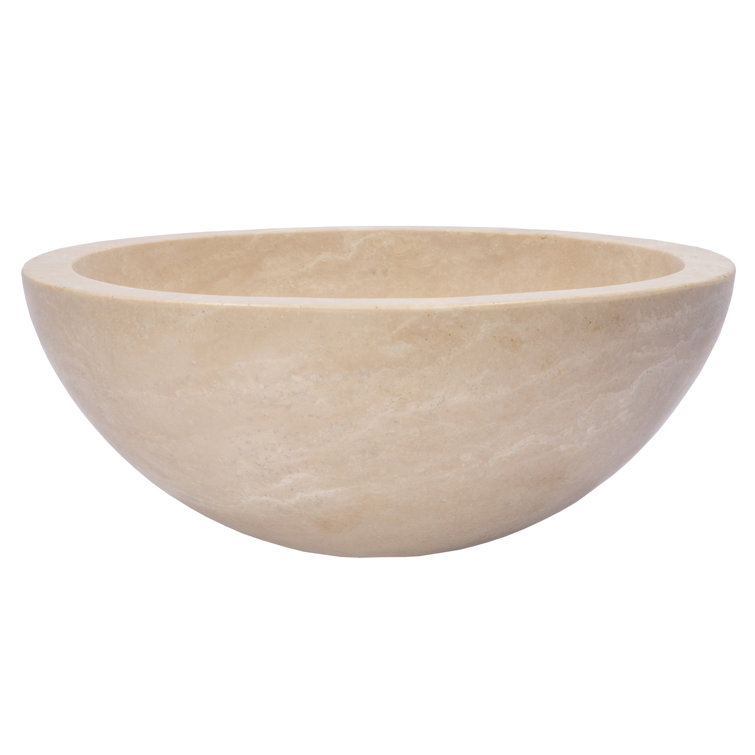 Eden Bath 14'' Beige Travertine Stone Vessel Sink