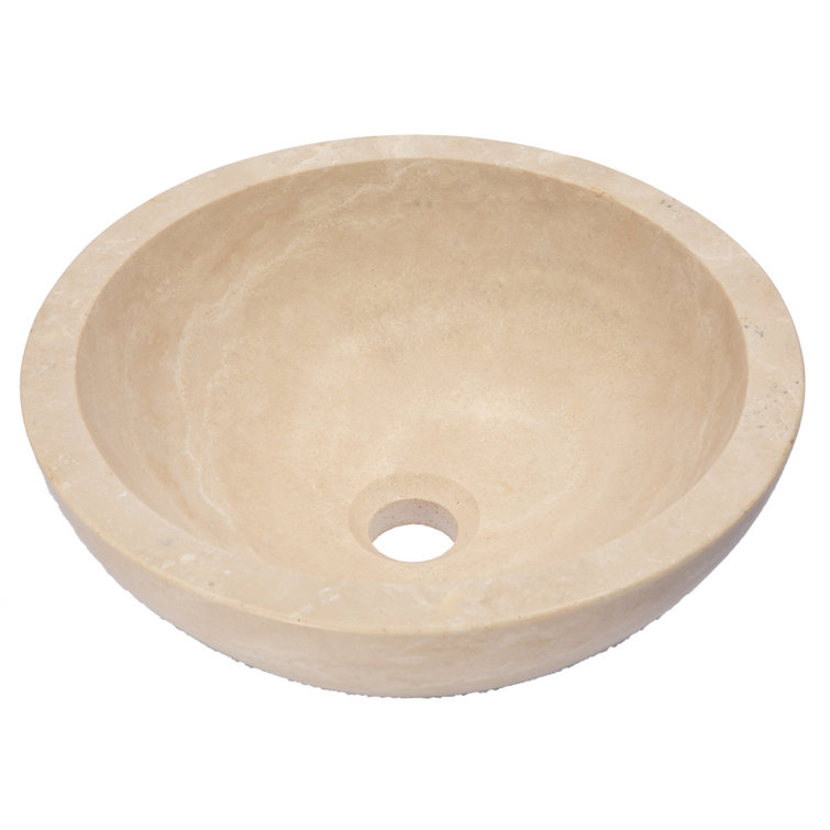 Eden Bath 14'' Beige Travertine Stone Vessel Sink