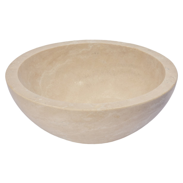 Eden Bath 14'' Beige Travertine Stone Vessel Sink