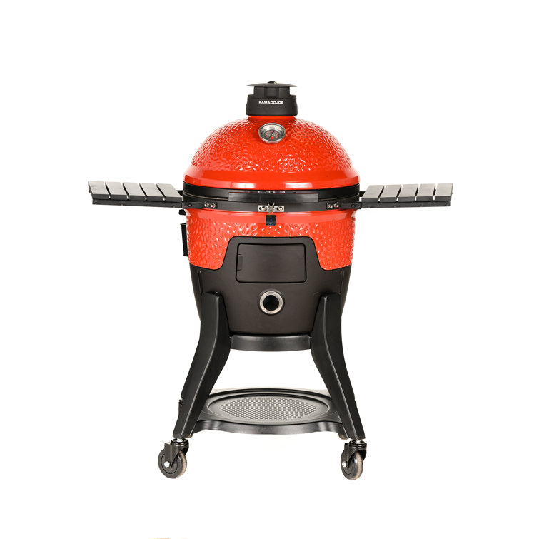 Kamado Joe 18-inch Red Ceramic Pellet Grill with Side Shelves