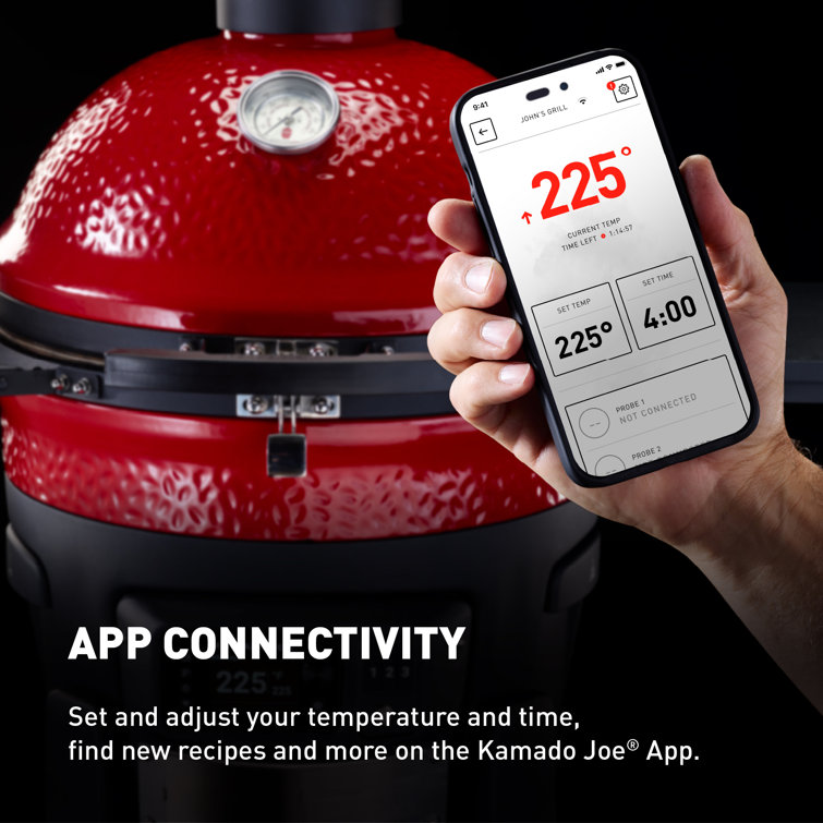 Kamado Joe 18-inch Red Ceramic Pellet Grill with Side Shelves