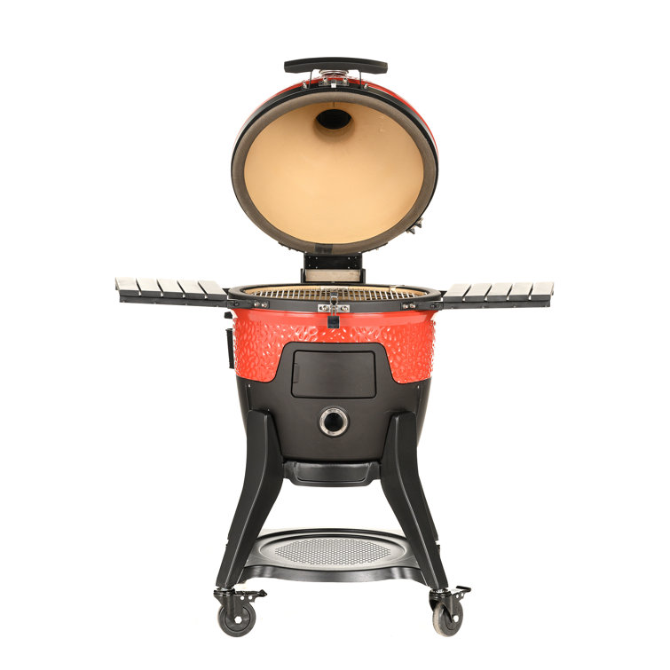 Kamado Joe 18-inch Red Ceramic Pellet Grill with Side Shelves