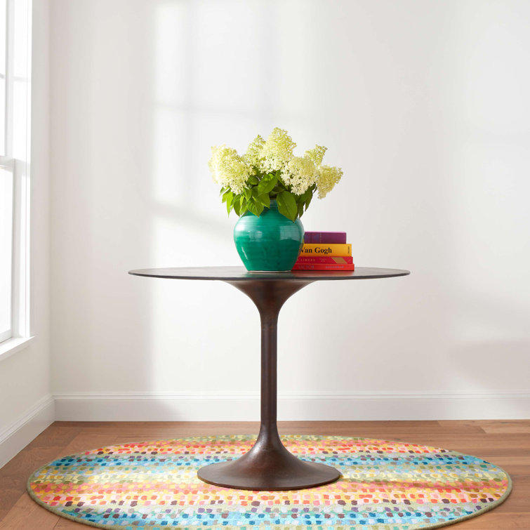 Handmade White Wool Abstract Rectangular Area Rug 3' x 5'