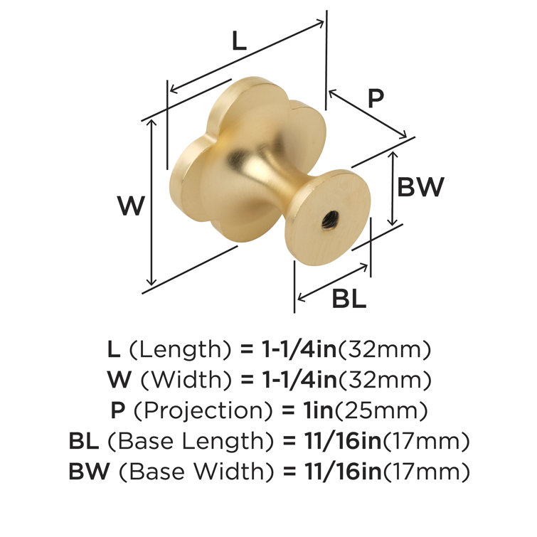 Gold and Mother of Pearl Clover Cabinet Knob, 1-1/4 inch