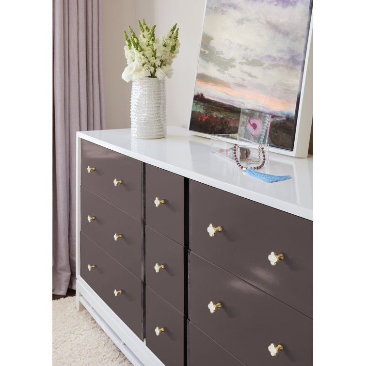 Gold and Mother of Pearl Clover Cabinet Knob, 1-1/4 inch