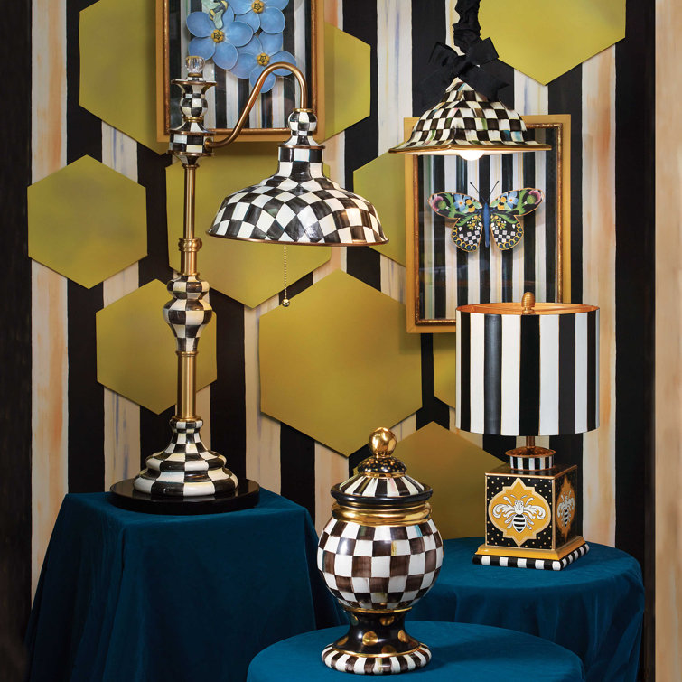 Brass and Enamel Dome Shade Writer's Lamp