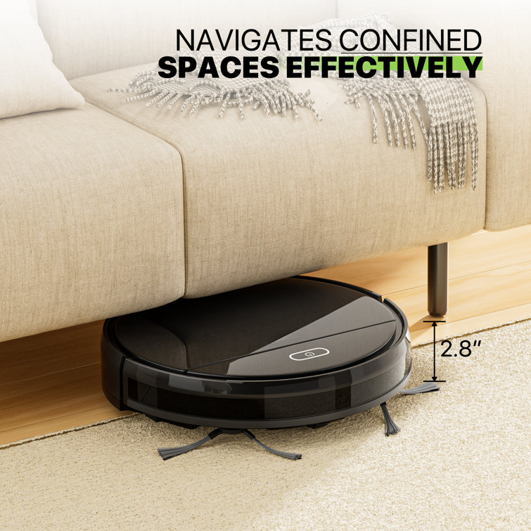 Black Cordless Bagless Robot Vacuum with HEPA Filter