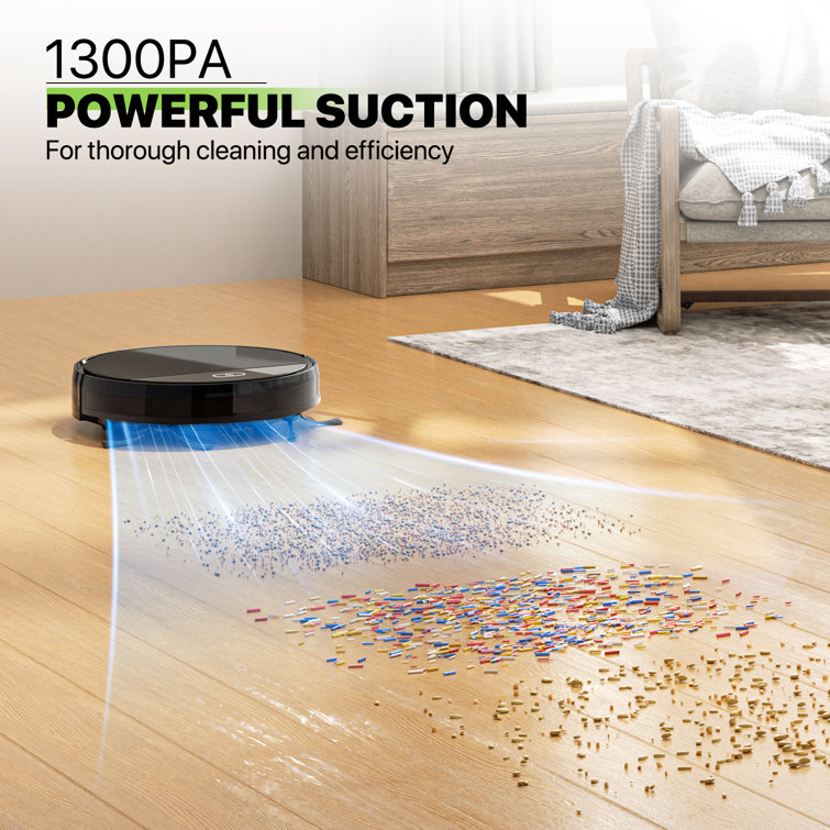 Black Cordless Bagless Robot Vacuum with HEPA Filter